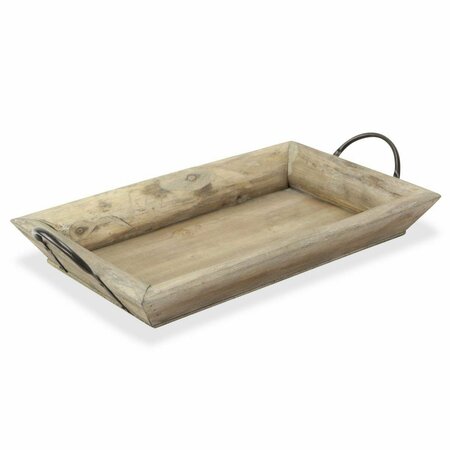 TARIFA Deep Wooden Tray with Metal Handles, Brown TA3093165